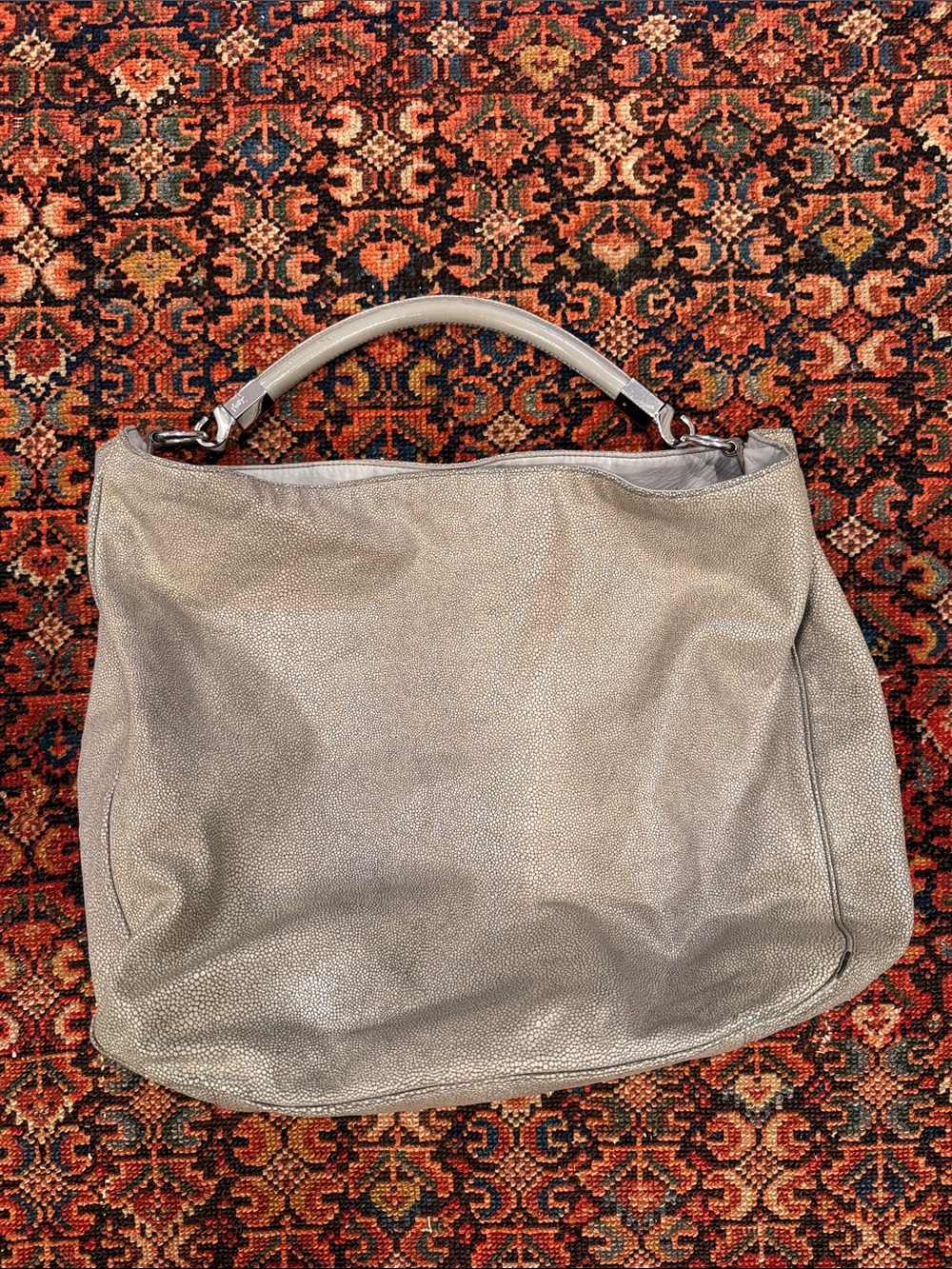 Yves Saint Laurent “Roady” silver stingray hobo bag, winter 2010